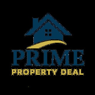 Prime Property Deal logo with house icon and text in teal and gold